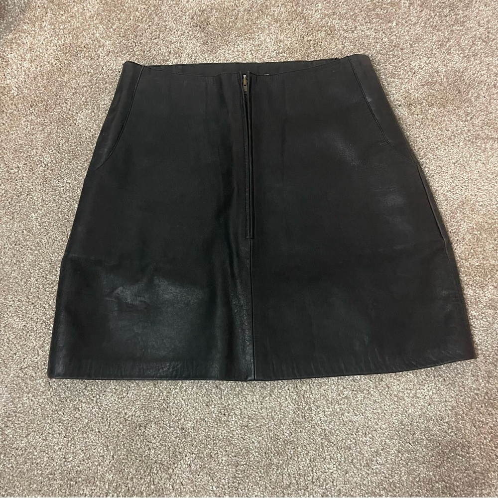 Flannel Black Leather mini Skirt